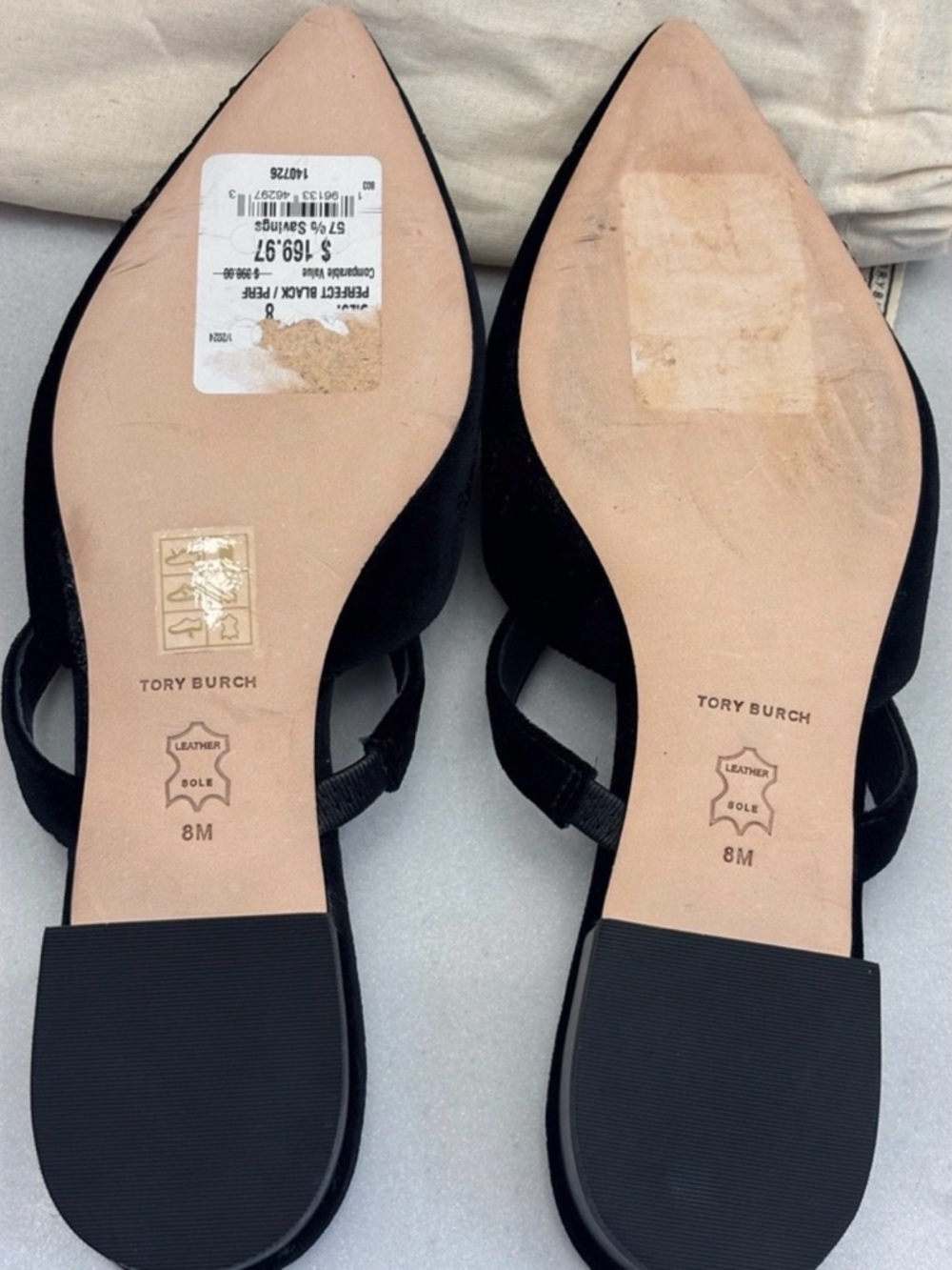 Tory Burch Black Velvet Pointed-Toe Beaded Mules - Picture 7 of 10